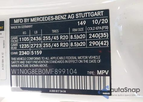 2021 Mercedes-Benz Glc 300 4Matic Suv z USA, uszkodzony, nr VIN W1N0G8EB0MF899104